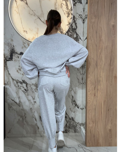 Bluza z bufiastym rękawem By o la la...! szary melanż