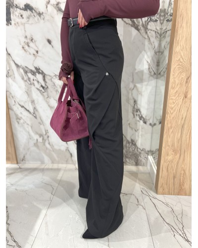 Spodnie materiałowe z przeszyciami By o la la...! czarne