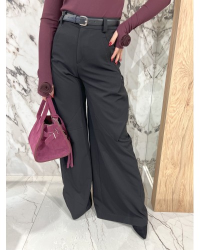 Spodnie materiałowe z przeszyciami By o la la...! czarne