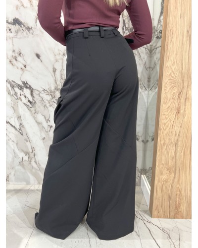 Spodnie materiałowe z przeszyciami By o la la...! czarne