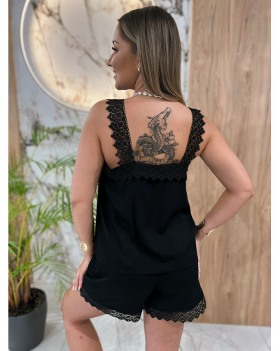 Komplet top + spodenki z koronką By o la la...! czarny