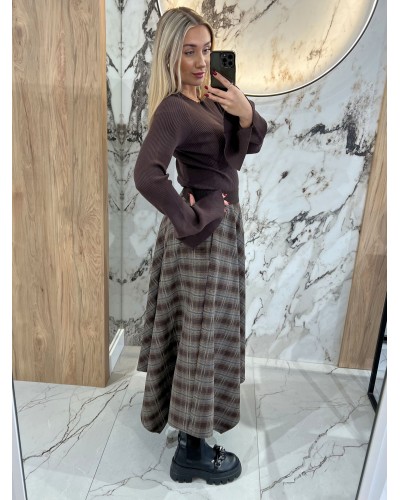 Spódnica w kratę By o la la...! szary z chcocomus