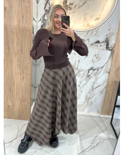 Spódnica w kratę By o la la...! szary z chcocomus