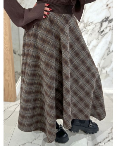 Spódnica w kratę By o la la...! szary z chcocomus