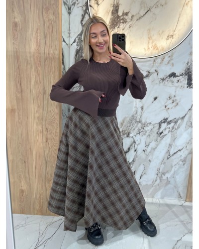 Spódnica w kratę By o la la...! szary z chcocomus