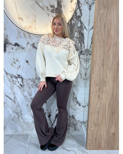 Bluza z koronkowym wiązaniem By o la la...! beżowa