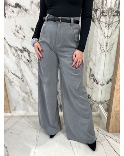 Spodnie materiałowe z przeszyciami By o la la...! grafitowe