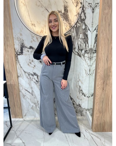 Spodnie materiałowe z przeszyciami By o la la...! grafitowe