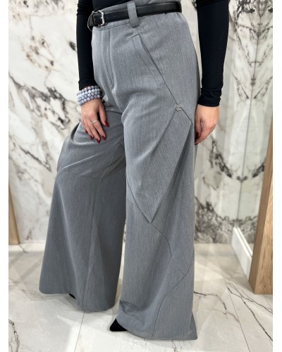 Spodnie materiałowe z przeszyciami By o la la...! grafitowe