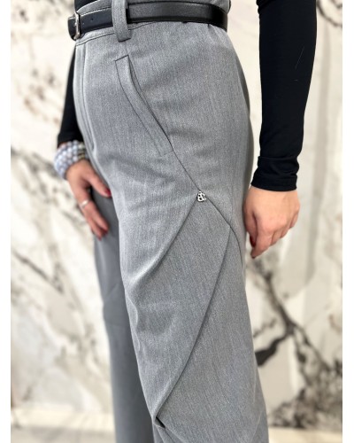 Spodnie materiałowe z przeszyciami By o la la...! grafitowe