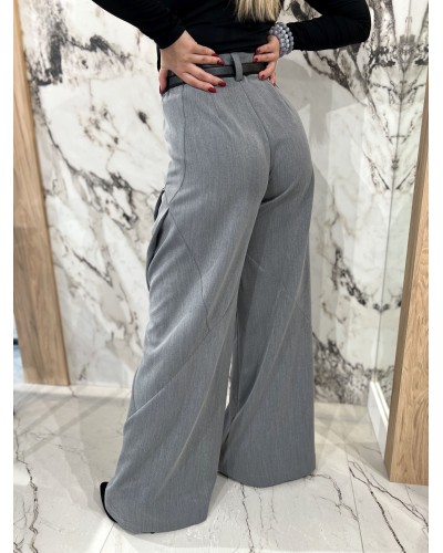 Spodnie materiałowe z przeszyciami By o la la...! grafitowe