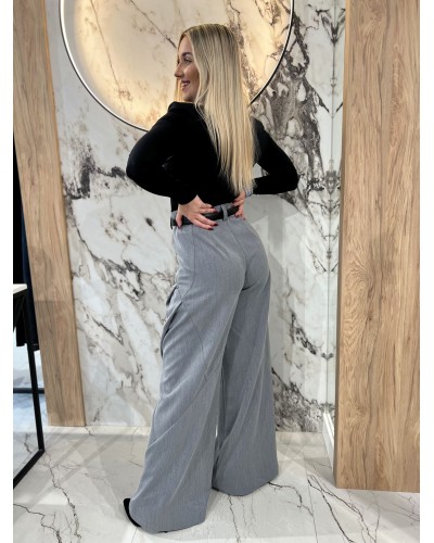 Spodnie materiałowe z przeszyciami By o la la...! grafitowe