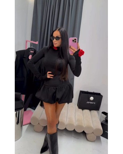 Golf z różami La Milla czarny z czerwonym