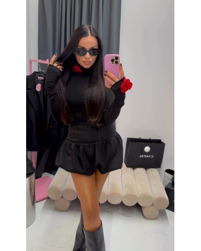 Golf z różami La Milla czarny z czerwonym