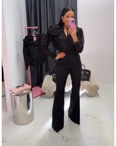 Spodnie materiałowe dzwony LA MILLA czarne