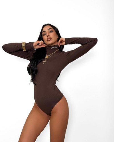 Golf body z logo La Milla czekoladowy