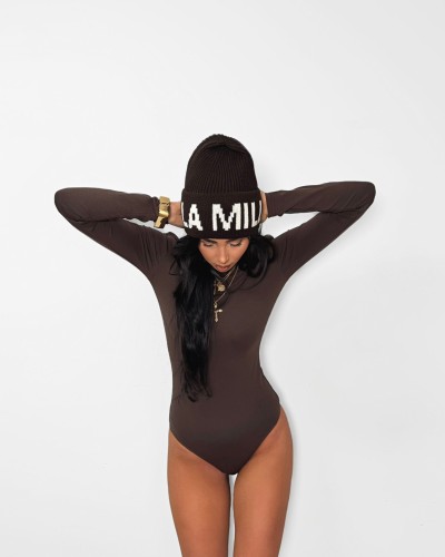 Golf body z logo La Milla czekoladowy