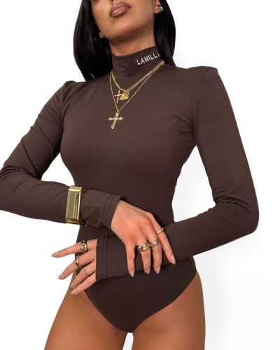 Golf body z logo La Milla czekoladowy