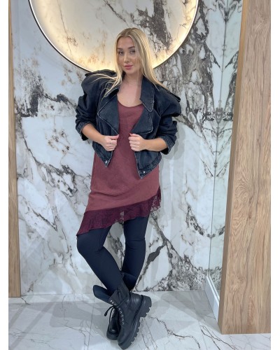 Halka z koronkowym wykończeniem By o la la...! merlot