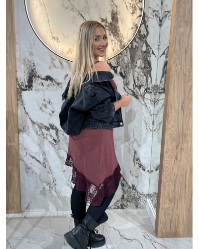 Halka z koronkowym wykończeniem By o la la...! merlot