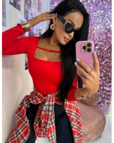 Body z paskiem na dekolcie La Milla czerwone