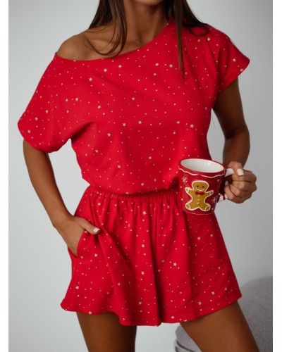 Piżama w gwiazdki Christmas Star czerwona