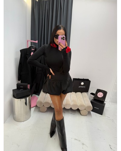 Golf z różami La Milla czarny z czerwonym