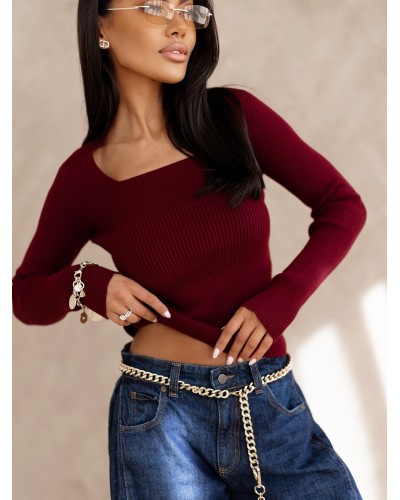 Cienki sweterek caro By o la la...! merlot