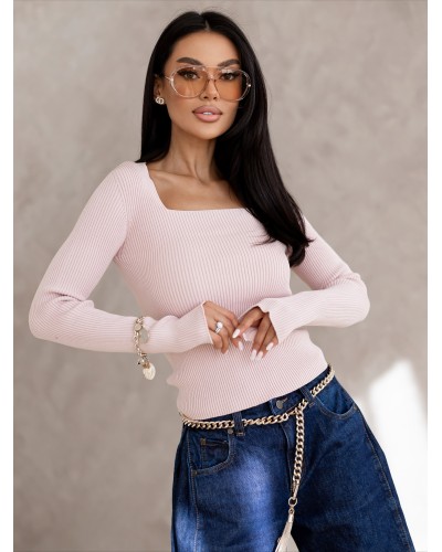 Cienki sweterek caro By o la la...! pudrowy róż