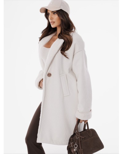 Kożuch sztruksowy By o la la...! śmietankowy