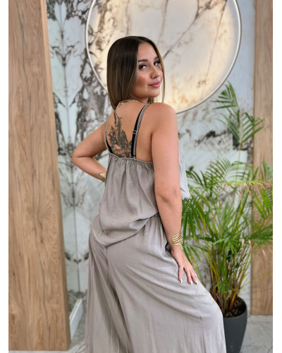 Komplet top plus alladynki By o la la...! beżowy
