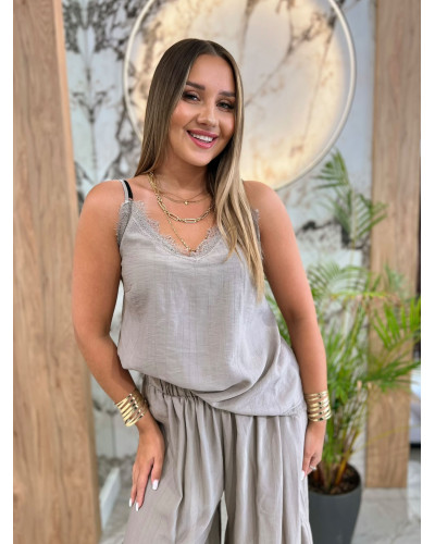 Komplet top plus alladynki By o la la...! beżowy