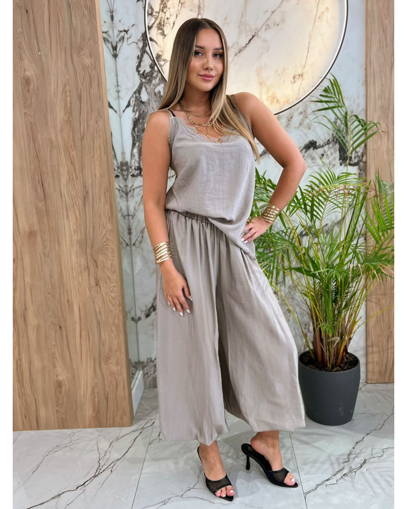 Komplet top plus alladynki By o la la...! beżowy