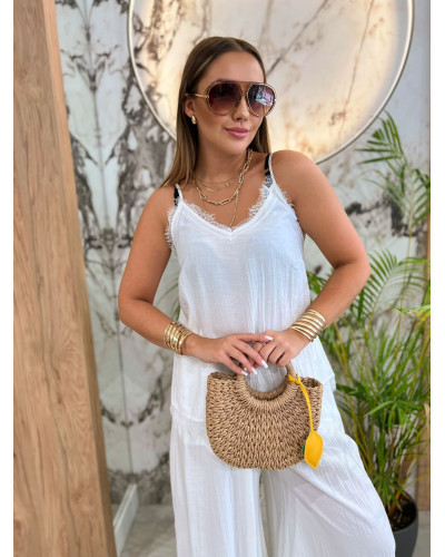 Komplet top plus alladynki By o la la...! śmietankowy