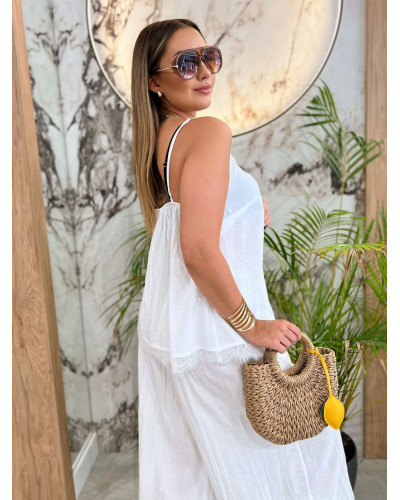 Komplet top plus alladynki By o la la...! śmietankowy