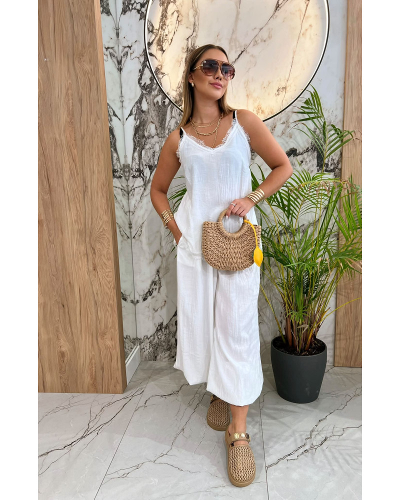 Komplet top plus alladynki By o la la...! śmietankowy