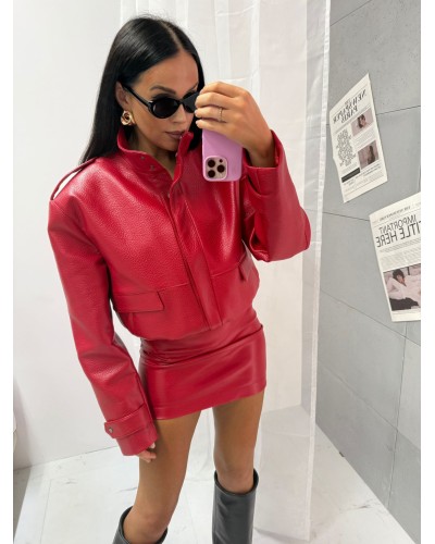 Kurtka bomberka z ekoskóry La Milla Premium czerwona