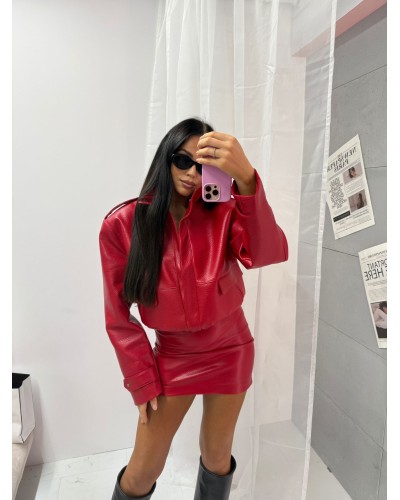 Kurtka bomberka z ekoskóry La Milla Premium czerwona