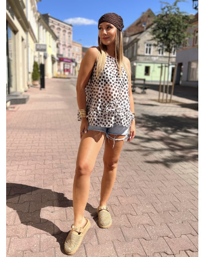 Bluzka w kropki By o la la...! biała z czekoladą