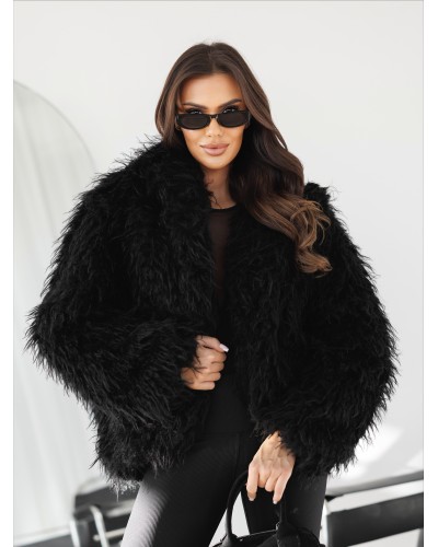 Kurtka lama z kapturem By o la la...! czarna