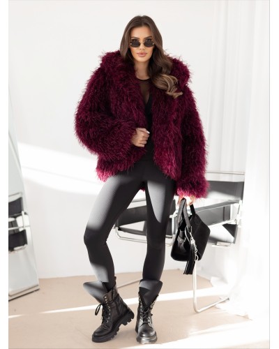 Kurtka lama z kapturem By o la la...! merlot