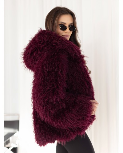 Kurtka lama z kapturem By o la la...! merlot