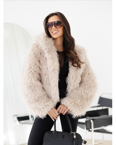 Kurtka lama z kapturem By o la la...! beżowa