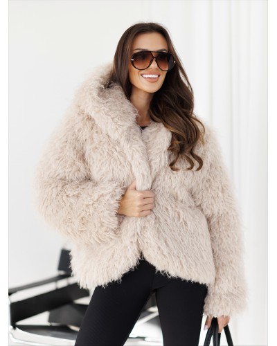 Kurtka lama z kapturem By o la la...! beżowa