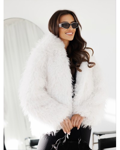 Kurtka lama z kapturem By o la la...! śmietankowa