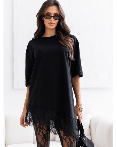 Tunika wykończona koronką By o la la...! czarna