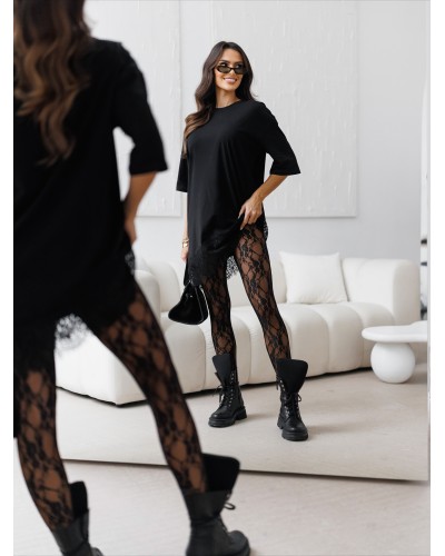 Tunika wykończona koronką By o la la...! czarna