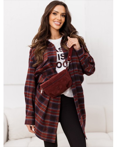 Koszula flanelowa w kratę By o la la...! merlot z granatem