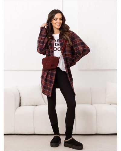 Koszula flanelowa w kratę By o la la...! merlot z granatem