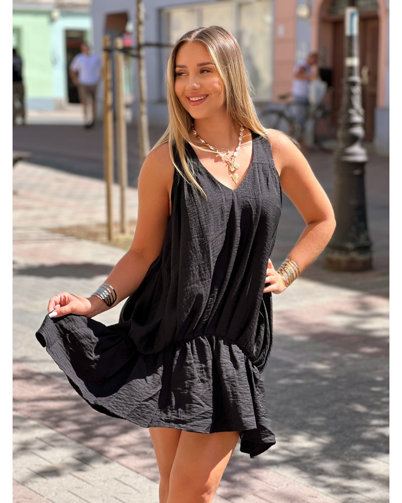 Sukienka z dekoltem w szpic By o la la...! czarna